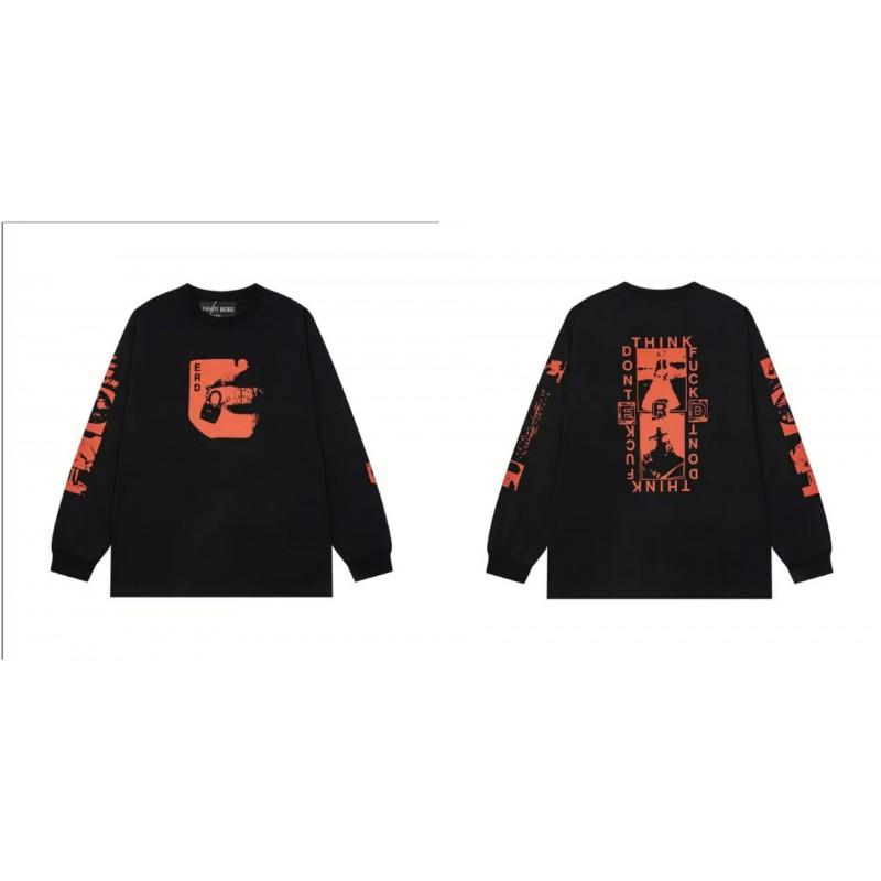 Washed Vintage Distressed Cotton Long Sleeve Tee Oversized Streetwear Style Men Casual Daily Wear