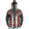 Men’s Long Sleeve Hooded Sun Protection Shirt with Flag and Cross Print Quick Dry Lightweight Athletic Top for Outdoor Sports Fishing Fitness
