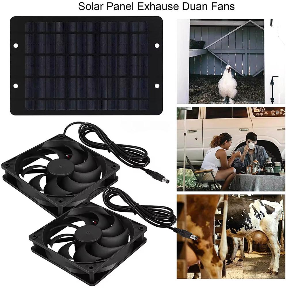 Ventilator solar de evacuare 12V 10W ventilator dublu de evacuare rezistent la apă Ventilator alimentat cu panou solar Extractoare de aer pentru ventilator de seră pentru găină