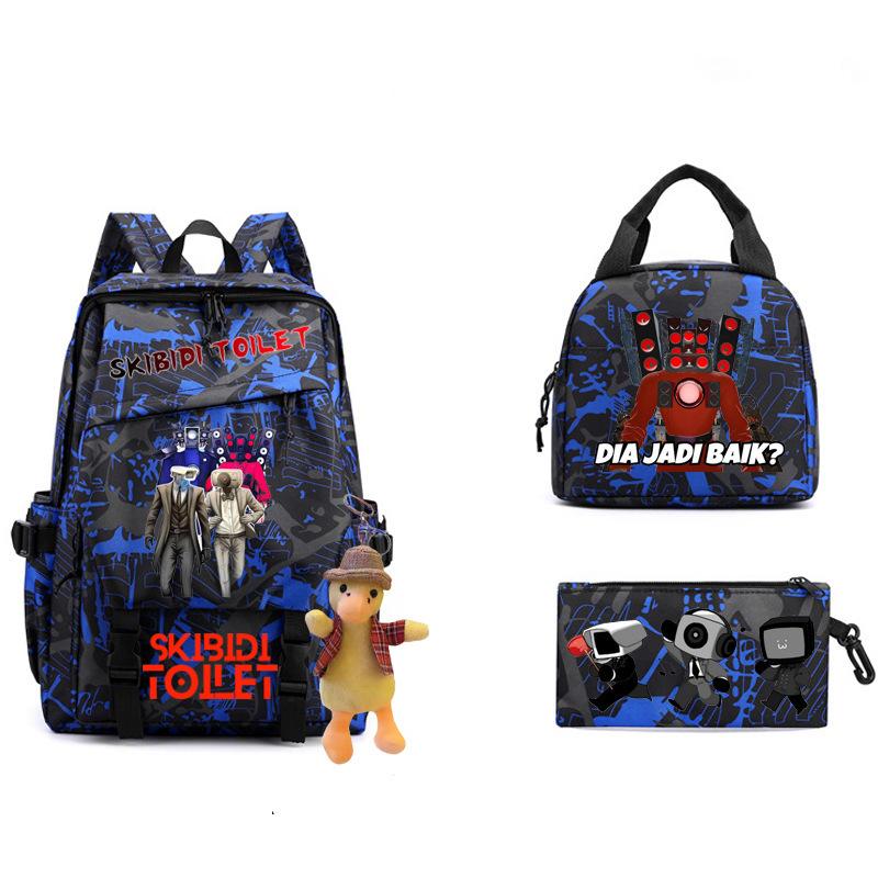 New Skibidi Toilet Man Spoof School Bag Elementary School Backpack Satchel Pencil Case
