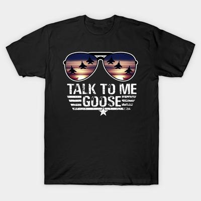 Men Black Print T-shirt Talk To Me Goose No-Cut Transfer Paper Print Cotton Tshirt