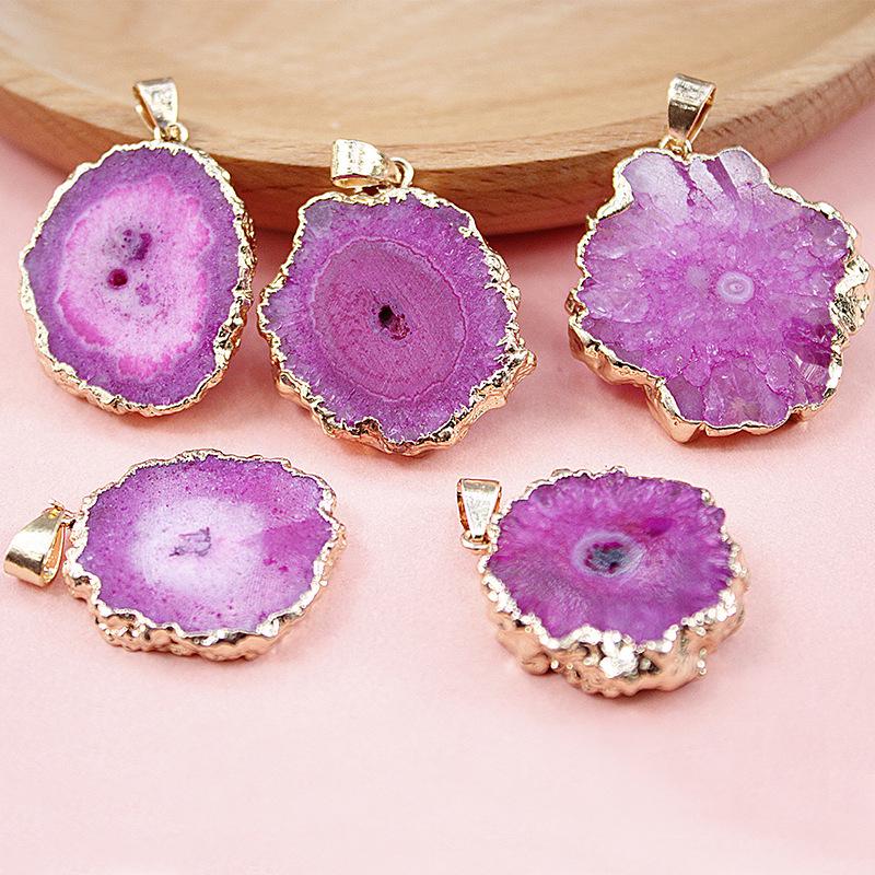 Seven-Color Crystal Sunflower Pendant Necklace with Gold Edging
