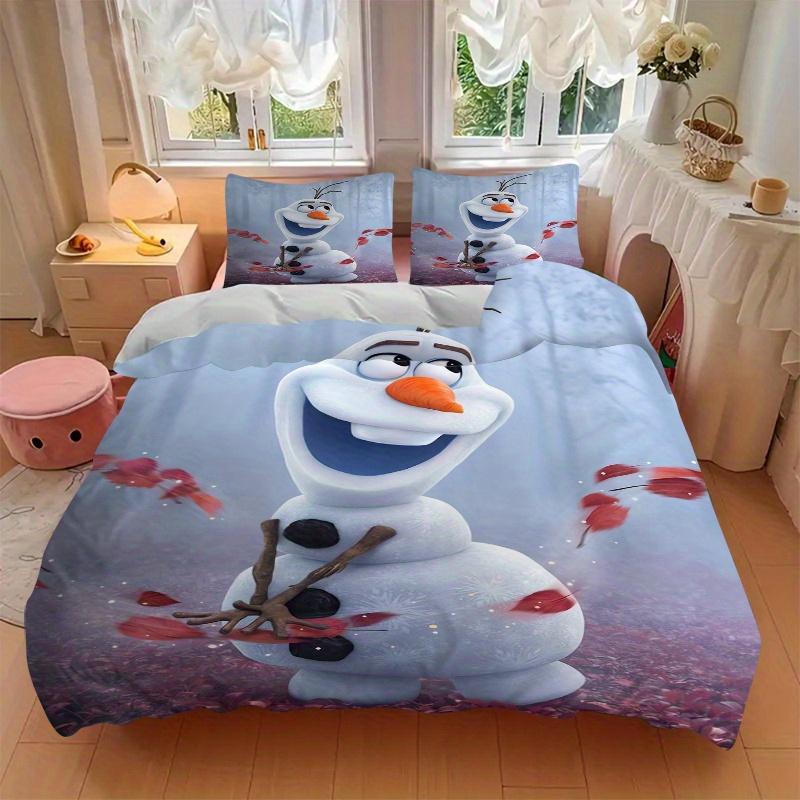3pcs Frozen II Olaf Snowman Quilt Cover Set, Soft and Cozy Bedroom, Guest Room and Dorm Decorative Bedding 3-Piece Set 1 Quilt Cover + 2 Pil