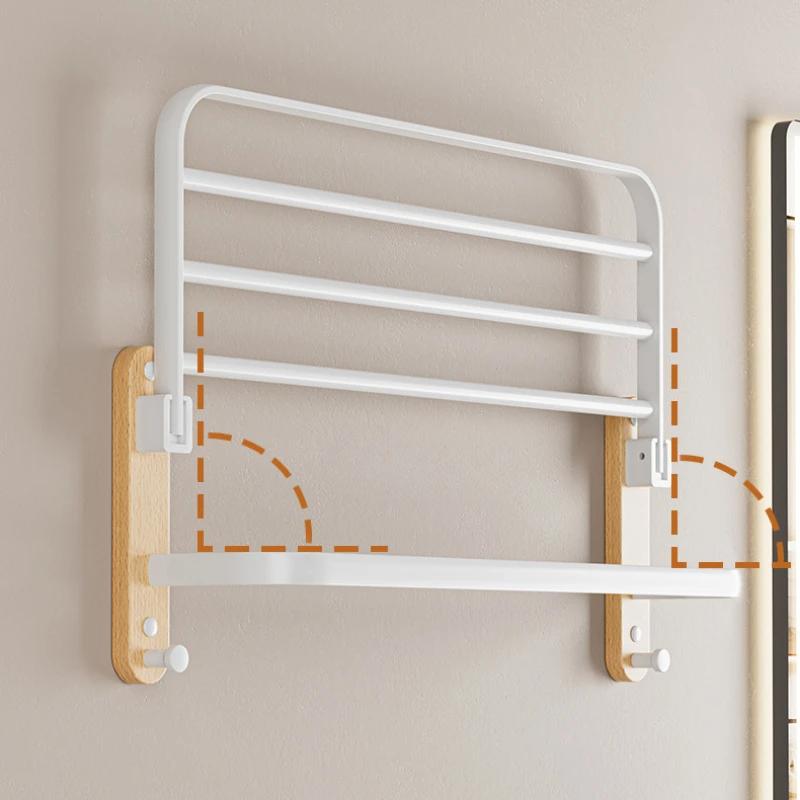 Beech Towel Rack No Punch Bathroom Shelf Toilet Wall Mounted Washroom Storage Organizer Bath Towel Holder Bathroom Accessories