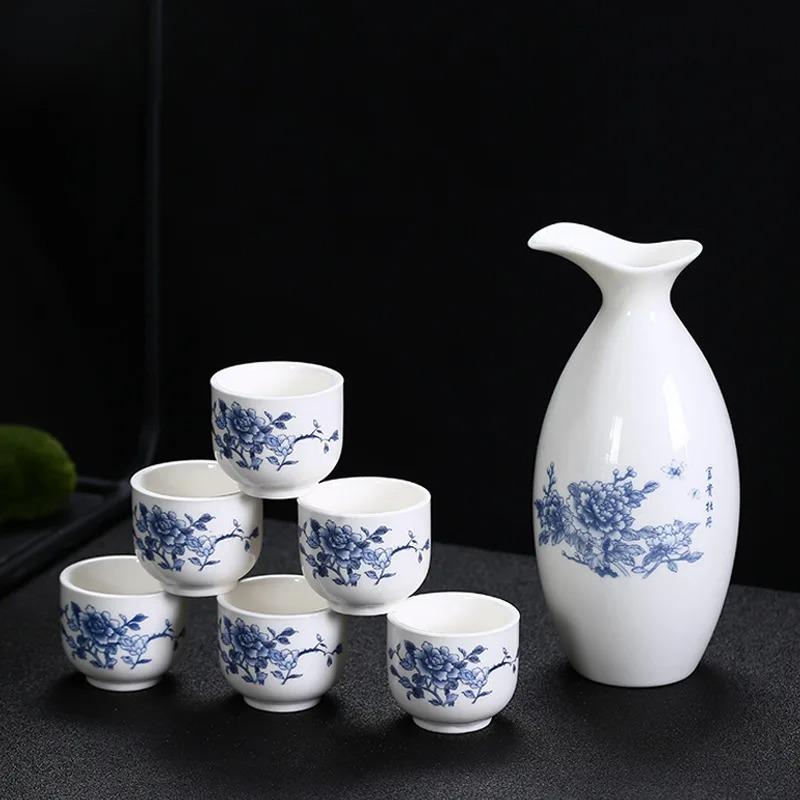 Ceramic Chinese Wine Dispenser, Iron Pot Baijiu Wine Pot, Glass Set