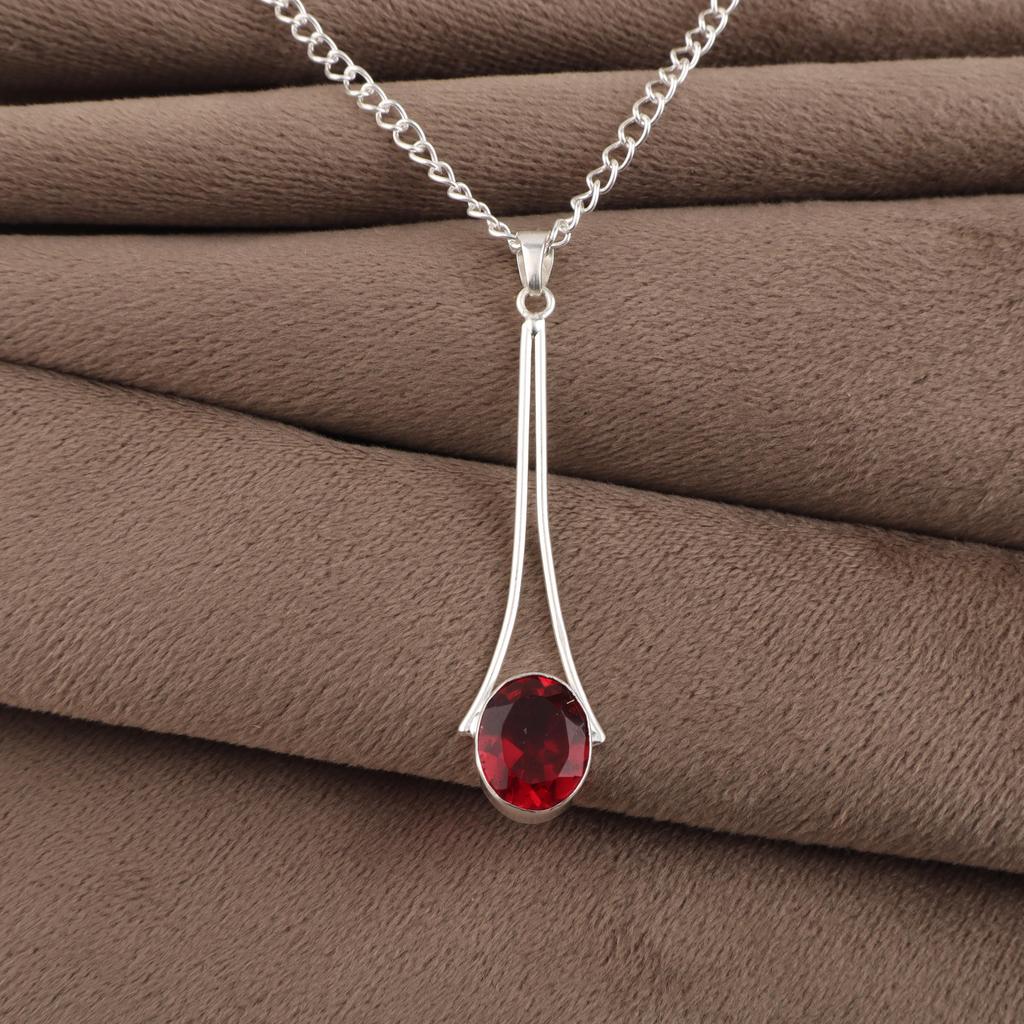 Roze Rubelliet Edelsteen 925 Sterling Zilver Handgemaakte Sieraden Ontwerper Druppelvormige Hanger 1,79" Voor Vrouwen PP-69-8