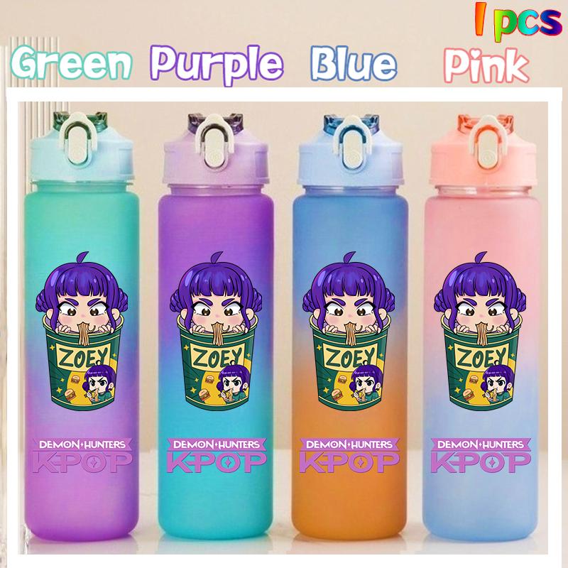 750ML KPop Demon Hunters HUNTR/X Rumi Mira Zoey Jinu Colore Degradé Tazza Acqua Bambino Borraccia con Cannuccia Saja Ragazzi Tigre Regalo