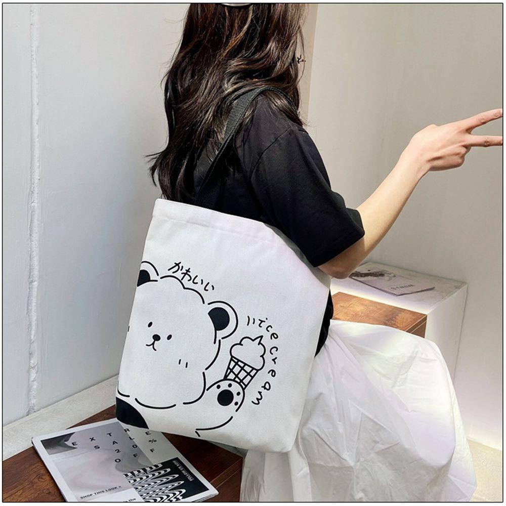 

Модная девушка Красивая симпатичная сумочка через плечо Шоппинг Женская сумка-тоут Холщовая сумка