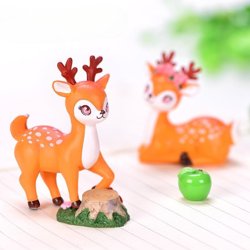 1pcs Wild Animal Little Sika Deer Model Ornaments Small Fawn Fairy Garden Miniature Accessories Decor Action Figure Figurine Toy