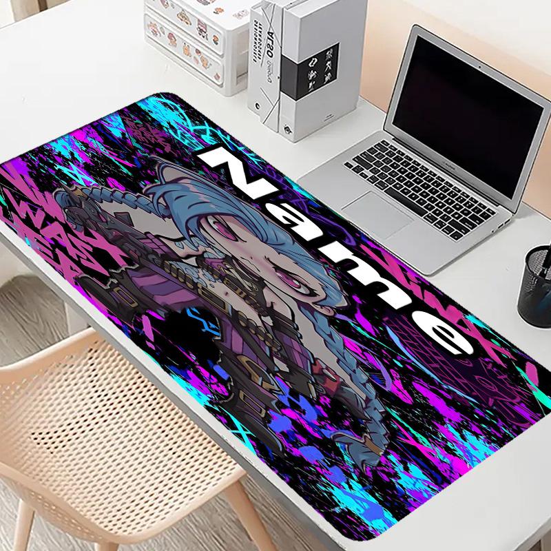 Custom Name Personalized Jinx Pattern Mousepad, Laptop PC Desk Mat, Decorative Desk Mat for Home Keyboard Pad Gift