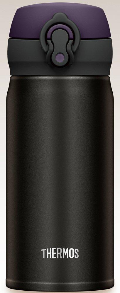 Thermos Vacuum Insulated Portable All Black Open ALB Mug, 350ml, (One-Touch Type) JNL-352