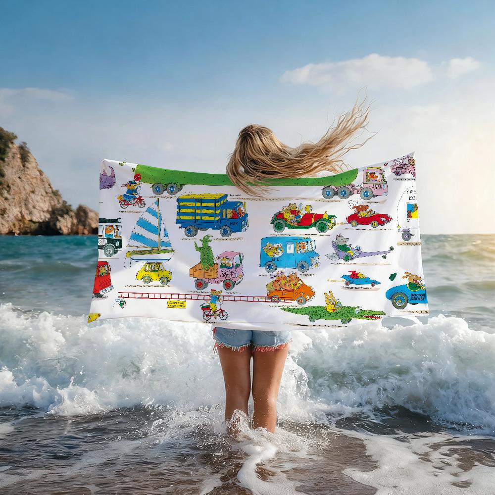 Personality Busy World of Richard Scarry Quick Drying Beach Towels Are Suitable For Swimming Pools Camping Yoga And The Gym