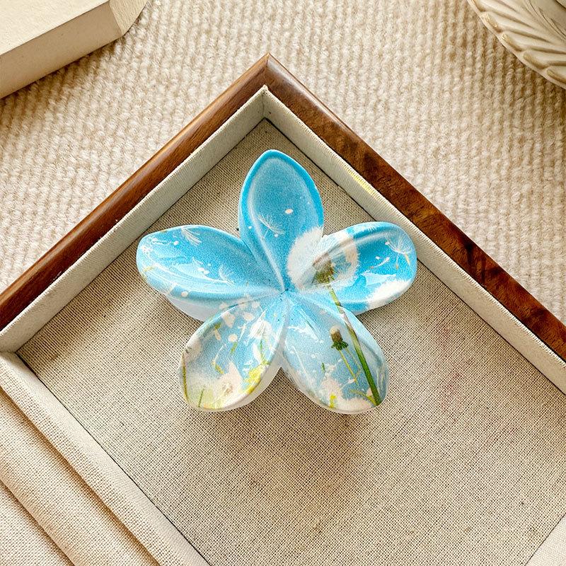 Smudge Frangipani Haarspange Damen Bunt Vielseitig Haifisch-Klammern Einfache Haaraccessoires