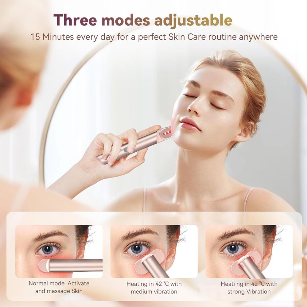 4-in-1 Lichttherapie-Stab Rotes Licht Augen-Schönheitsmassagegerät Anti-Falten Elektrisches Augenmassagegerät Werkzeug für Augenringe Tränensäcke Gesichts- & Lippenfalten