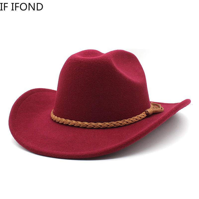 2022 Vintage Western Cowboy Hut Für Männer 8CM Breite Krempe Gentleman Jazz Hüte Panama Cowgirl Cloche Kirche Sombrero hombre Caps