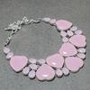 Lab Created Rose Quartz Necklace 18 Inch Adjustable Chain Gemstone Silver Tone