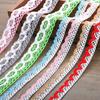 White Lace Trim with Colored Cotton Edges for DIY Decorative Tablecloths, Curtains, and Sofas