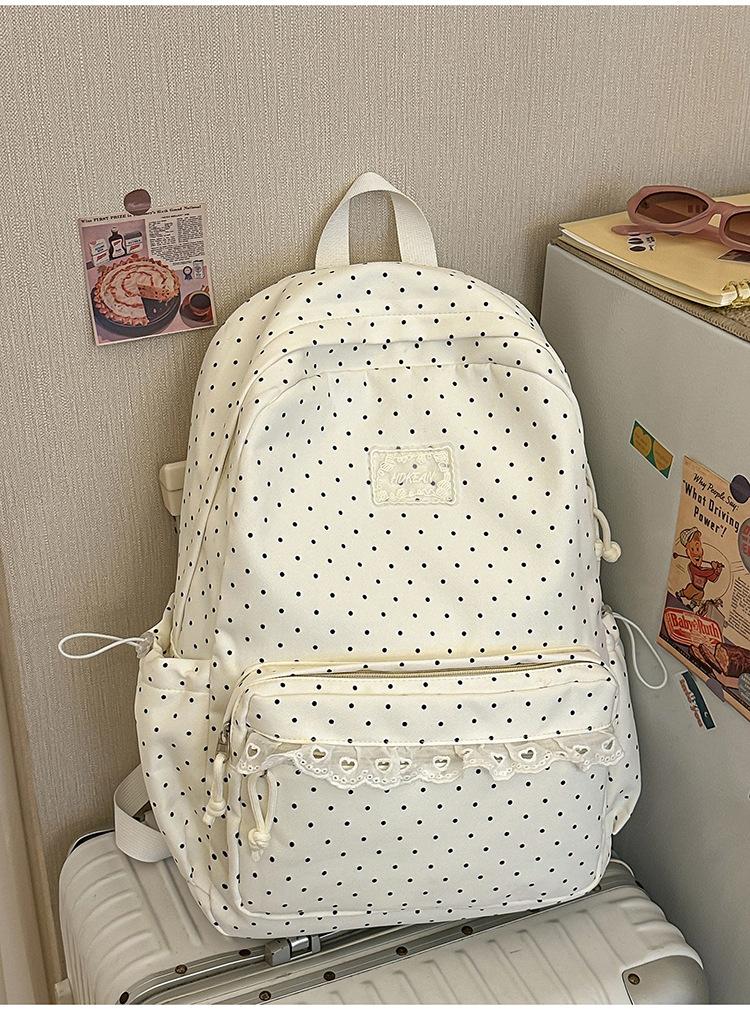 Schoolbag Korean Ins College Wind Polka Dot Premium Sense School Bag Niche Student Cute Backpack Junior High School New Backpack