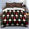 Santa Gnomes & Candy Canes Pattern Bedding Duvet Cover Set Duvet Cover Pillowcases  (1*Duvet Cover 2*Pillowcases, without duvet insert)