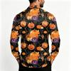 Men's Casual Halloween Shirt Jacket Loose Fit Breathable Turn-Down Collar for Spring and