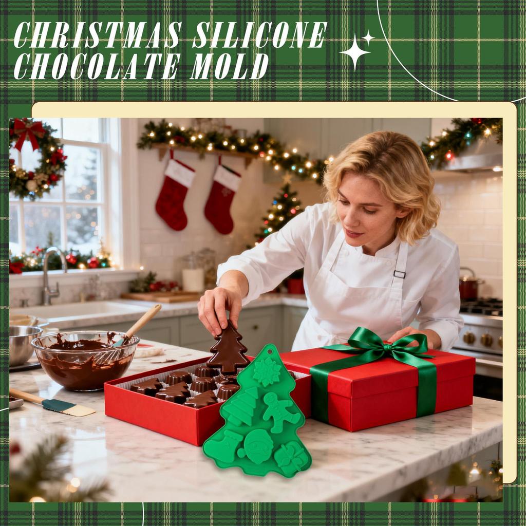 Christmas silicone chocolate molds Christmas Chocolate Molds 3D Festive Snowflake Tree Santa Moulds oven safe molds