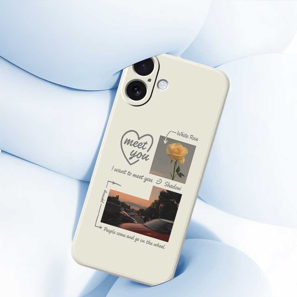 For iPhone 17 Case Meet You Photo Pattern Printing Straight Edge TPU Phone Back Cover