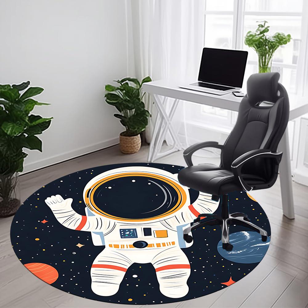 1PC Astronaut Space Office Round Area Rug, Mat Suitable ForOffice, Under Office Chairs Bedroom Living Room Home Decor, Room Deco