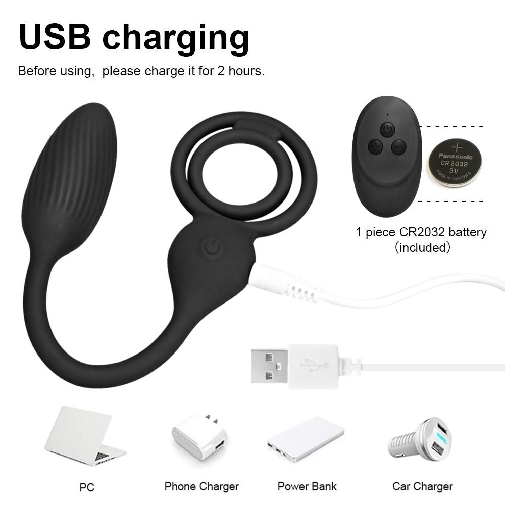 Anal Vibrator for Men Male Delay Ejaculation Ring Buttplug Wireless Prostate Stimulator Massager Cock Rings Sex Toy for Couples