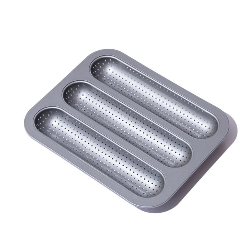 

Carbon Steel French Bread Molds With 3 Cavities And Ventilation Holes For Professional Homes Baking 1