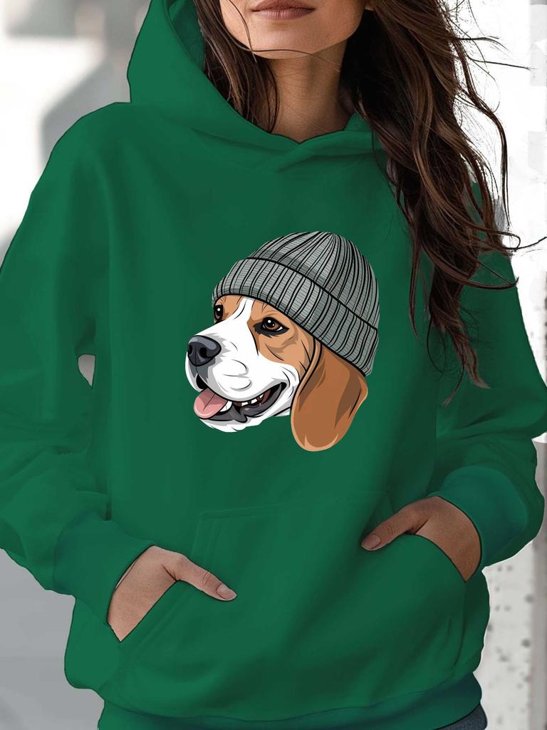 Beagle Wearing Knitted Beanie Women's Hoodies