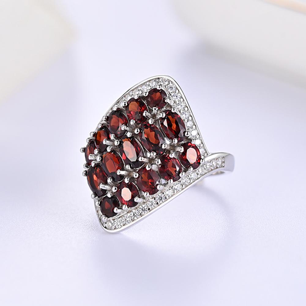 925 sterling silver big ring with natural red garnet gemstones January birthstone fine jewelry for women wife nice gift