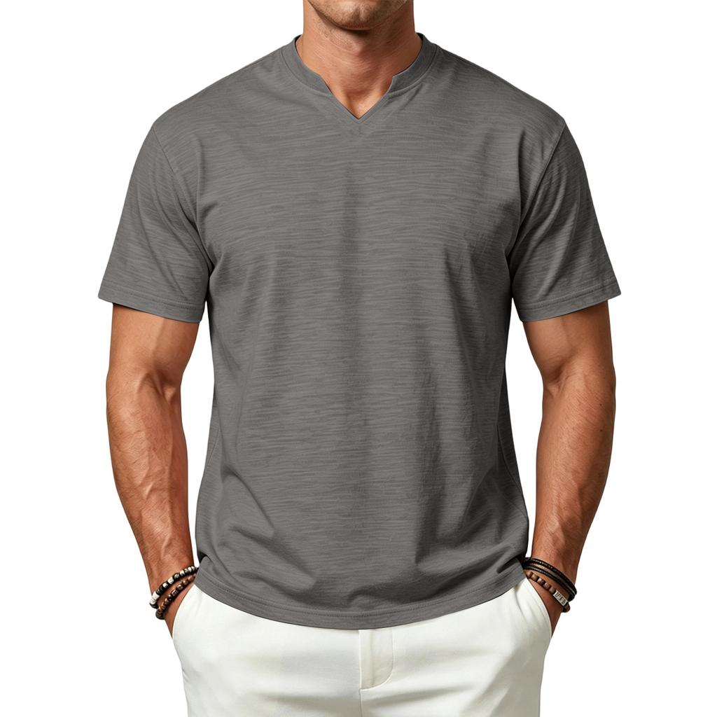 Camiseta de Manga Corta con Cuello en V para Hombre - Transpirable de Secado Rápido, Camiseta de Color, Camiseta Interior Deportiva que Absorbe la Humedad, Corte Casual, Múltiples Colores