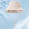 Raw edge cotton bucket hat embroidered female color visor, shopping sun protection hat