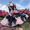 Luxury High-end Black Pink Roseflower Pet Dog Clothes Handmade Long Tail Princess Dress For Small Medium Dog Photography Skirts