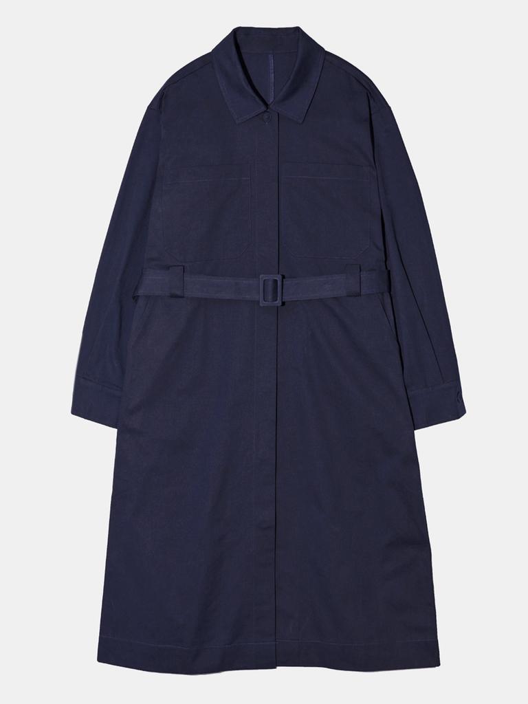 VINCENT NAVY Cotton Shirt Dress_Navy
