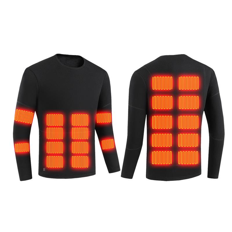 Unisex USB-Charged Heated Thermal Underwear Set with Constant Temperature Control and Plush Lining
