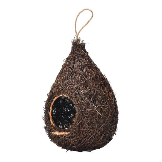 

Подвесной птичий домик из натуральной травы, подвесная птичья хижина ручной работы, каплевидный скворечник для маленьких птиц, попугаев, для сада, патио, террасы, для использования в помещении и на открытом воздухе коричневый