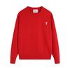 AMI 2025 Classic Couple Round Neck Same Color Flat Embroidered Love Woolen Sweater