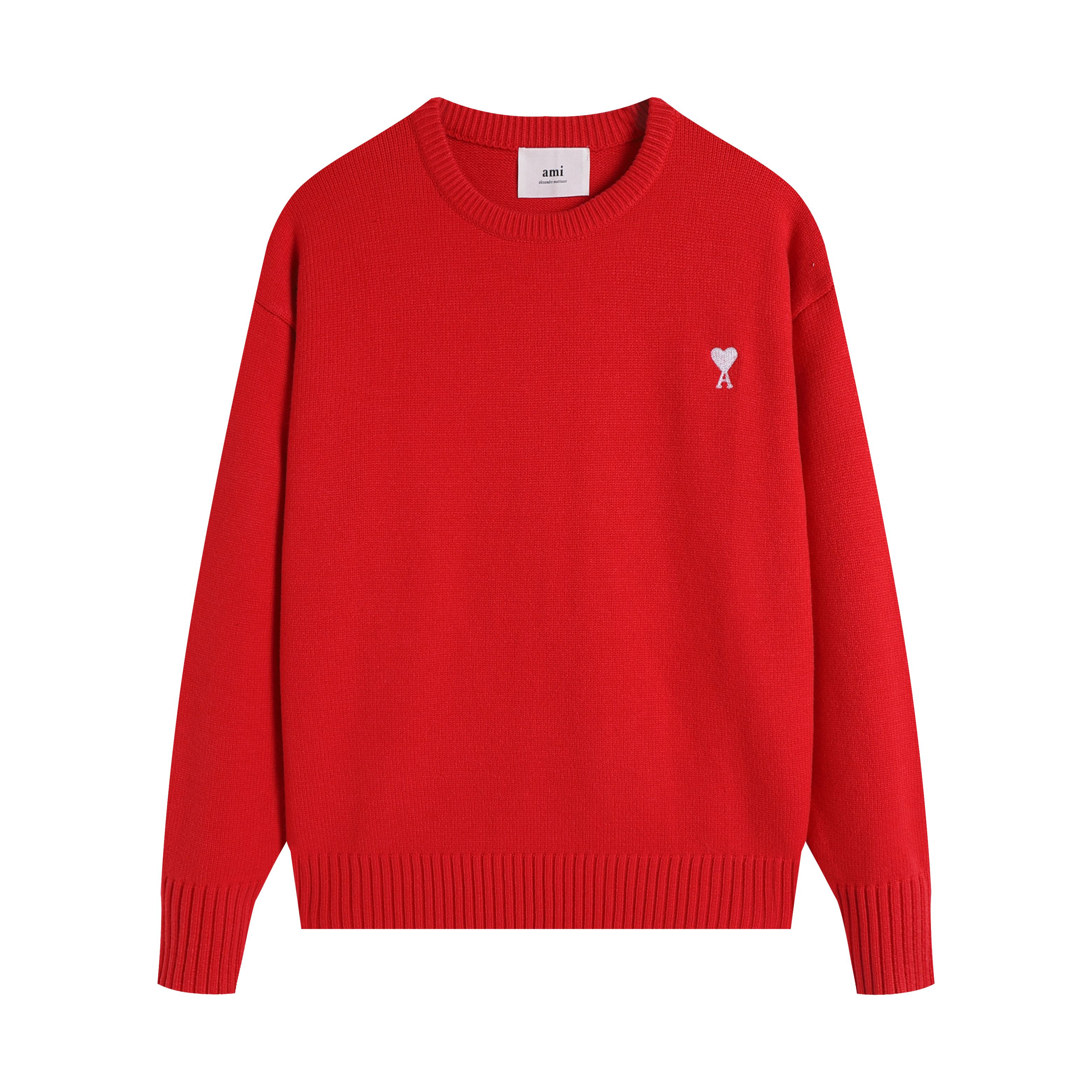 

AMI 2025 Классический парный свитер из шерсти с плоской вышивкой Love, круглым вырезом и одинакового цвета M