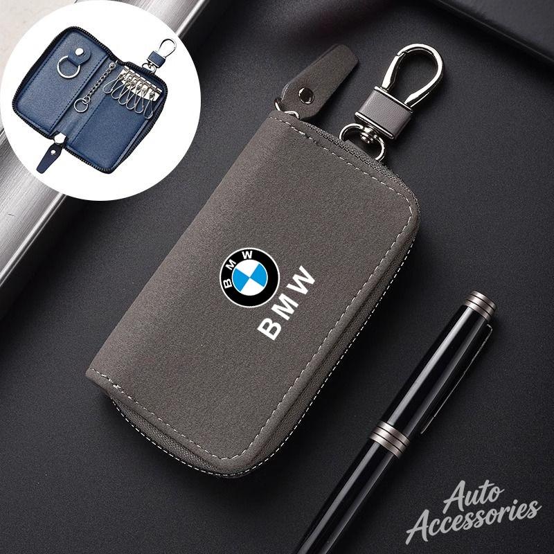 SQLI6 Leather Car Key Cover Case Multifunction Unisex Zipper Wallet Accessory For BMW 1 3 5 7 Series X1 X3 X4 X5 F10 F15 F16 F20 M3 M4