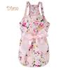 K&J Spring Summer Flower Print Cotton Cute Pet Dress Cat Dog Costume Outfit Clothes