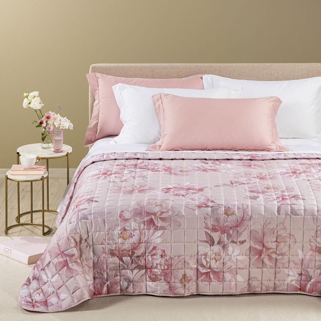 Eloise Floral Spring Bedspread In Cotton Satin 80 G/sqm