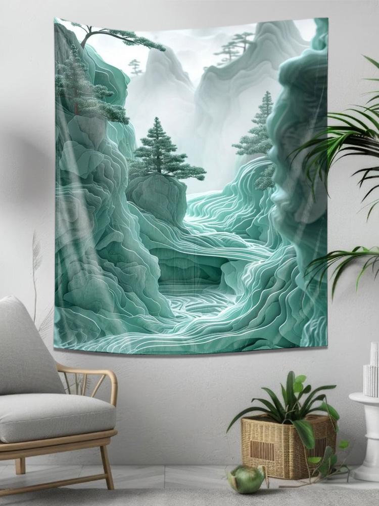Dreamy Mountains and Rivers Hanging Fabric  Elegant Natural Landscape Art Tapestry 74x94cm(29x37in)