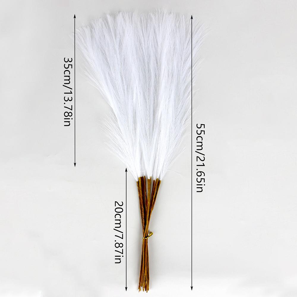 Runtow 10pcs Artificial Reed Grass ,55cm Fluffy Artificial Fake Flower Bulrush Reed Grass ,Pampas Grass Wedding Party Decor