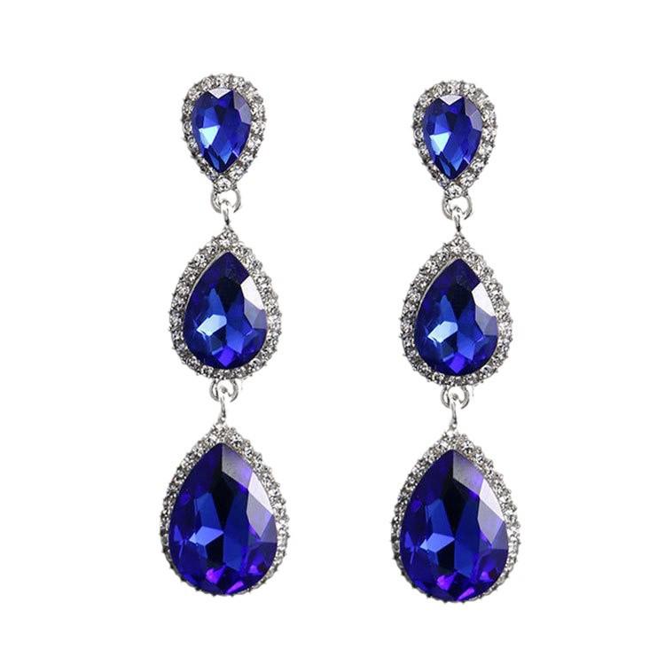 Teardrop Rhinestone Geometric Dangle Earrings for Women - Shiny Korean Fashion Jewelry