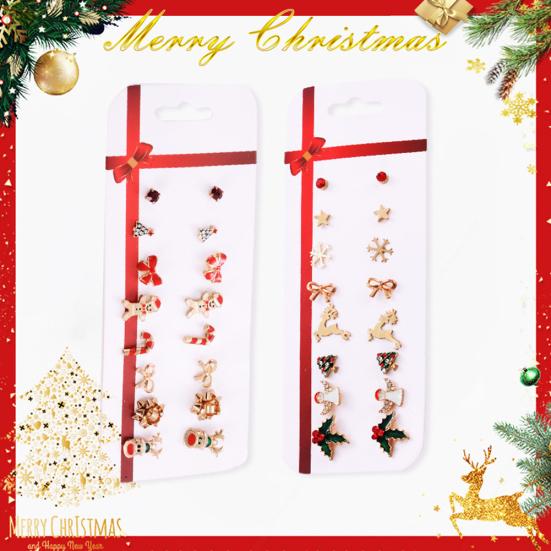 

Yousheng 8Pairs Christmas Tree Elk Snowflake Gingerbread Man Ear Stud Earrings Jewelry