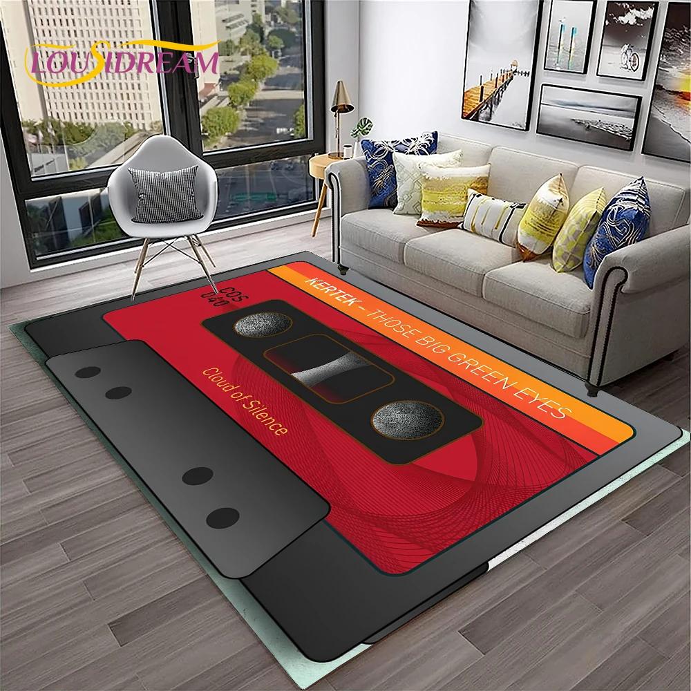 Retro Music Cassette Tape Pattern 3D Carpet Rug for Home Living Room Bedroom Sofa Doormat Decor,kids Area Rug Non-slip Floor Mat