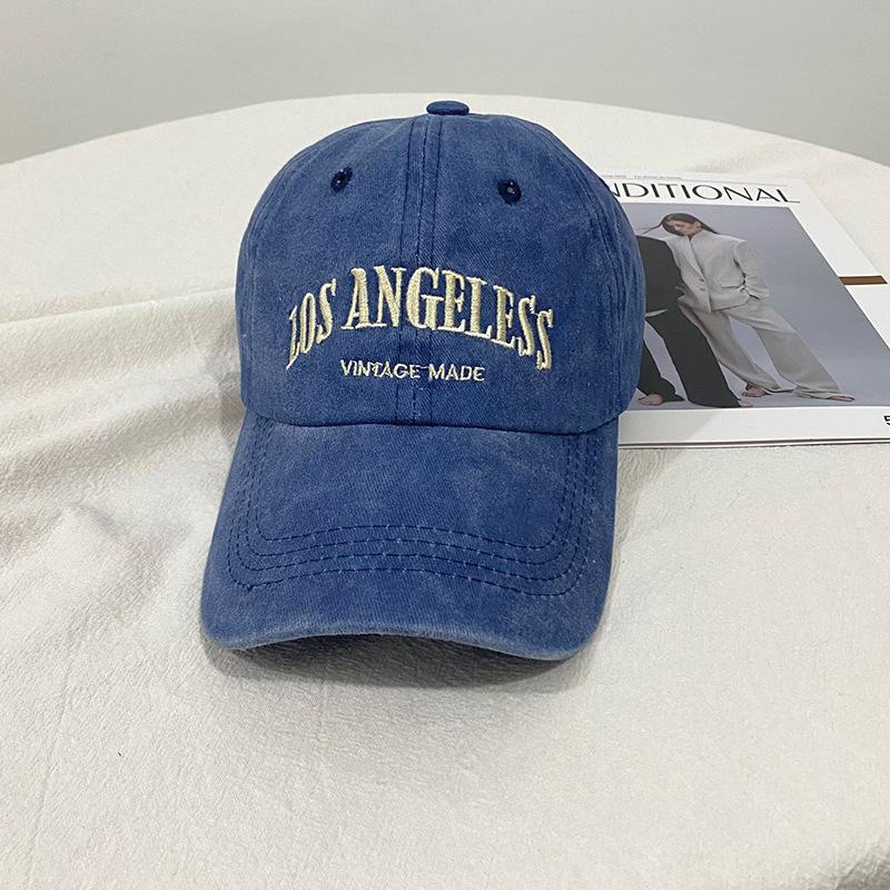 Retro gray baseball hat women's summer washed big head circumference tide autumn and winter showing face small peaked cap