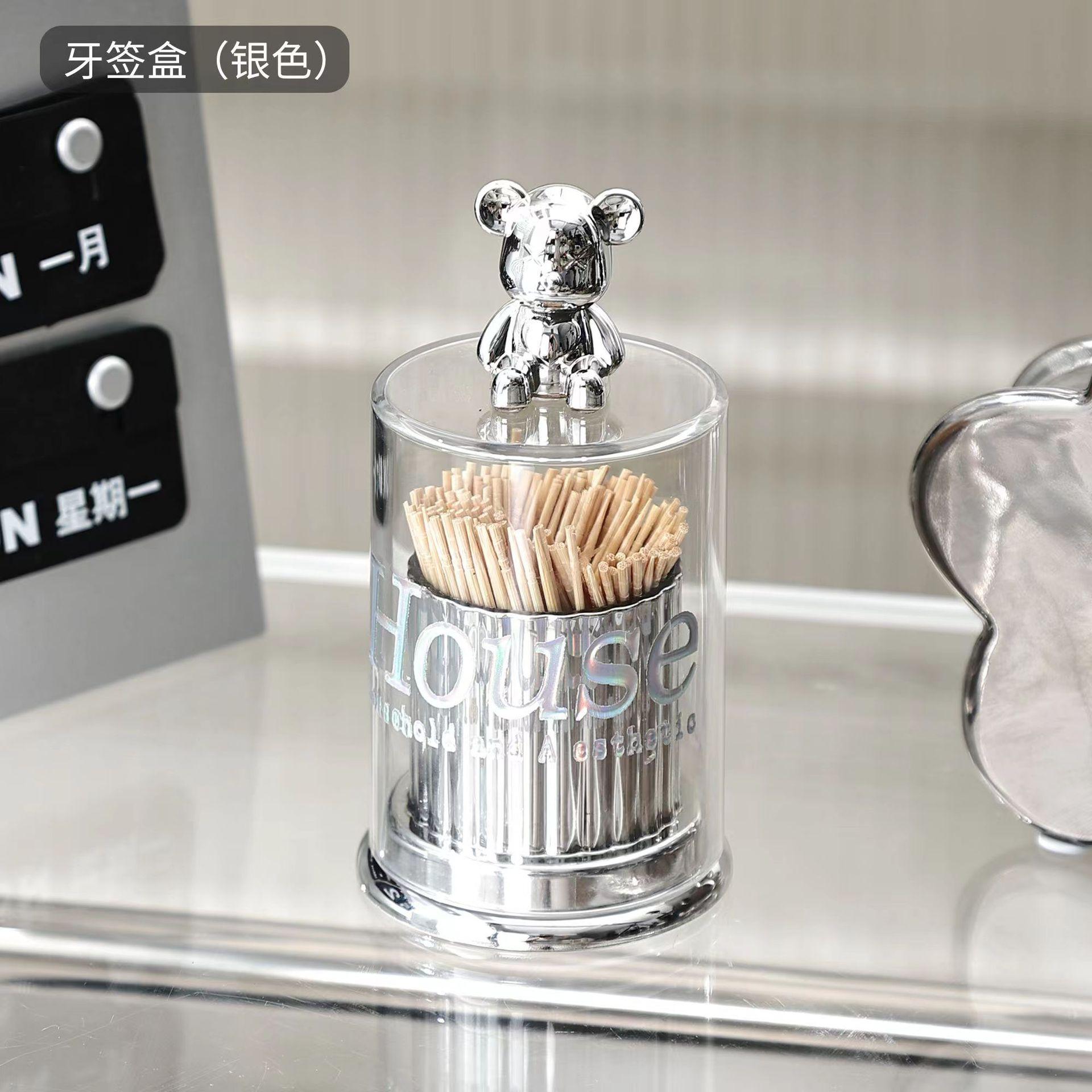 Tube high-value bear toothpick jar creative personalized home high-end hotel restaurant toothpick box