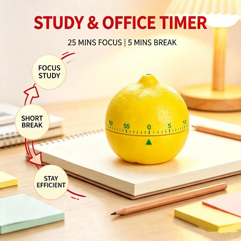 Fruit-Shaped Mechanical Countdown Alarm Clock Non-Slip Base Portable Design for Kitchen Cooking Student Study Timing